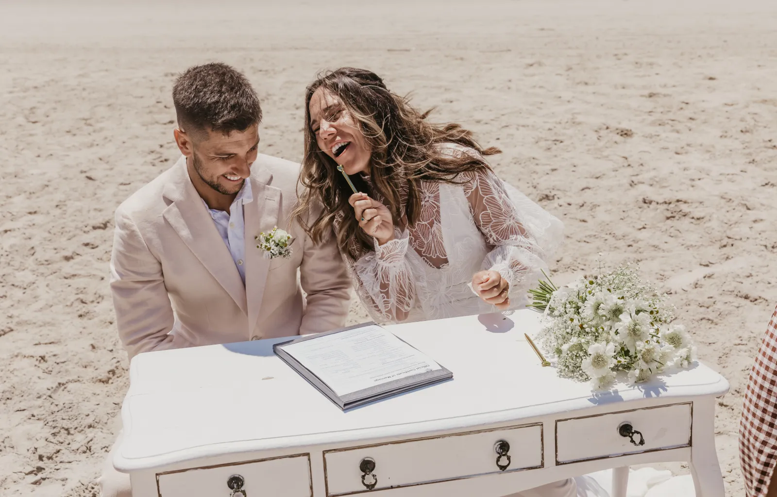 A couple share a quiet moment together at an intimate Gold Coast elopement