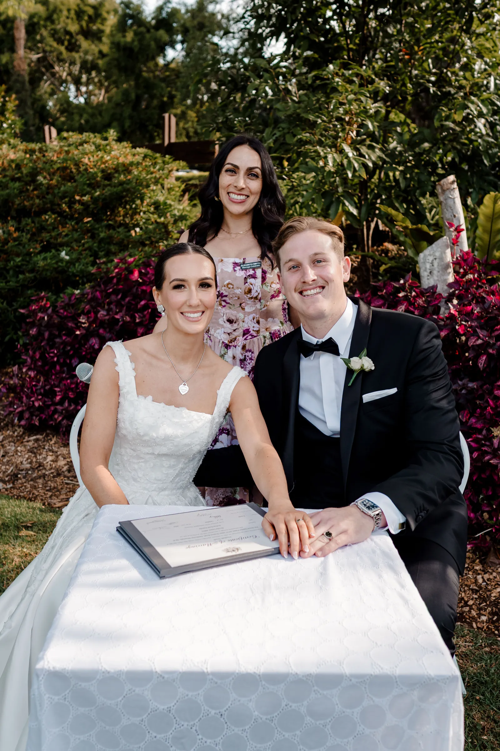 Garden wedding ceremony in the Gold Coast Hinterland with rainforest backdrop