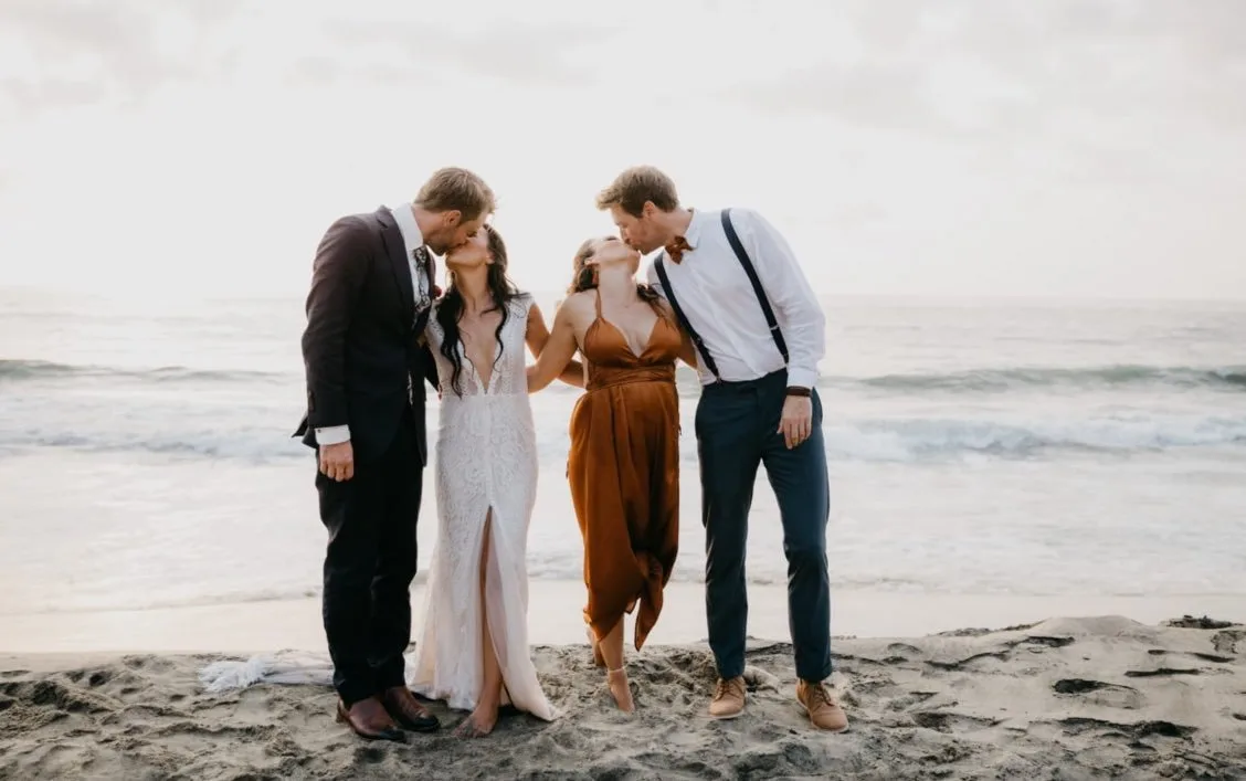 Wedding ceremony on Surfers Paradise beach with the Gold Coast skyline in the background